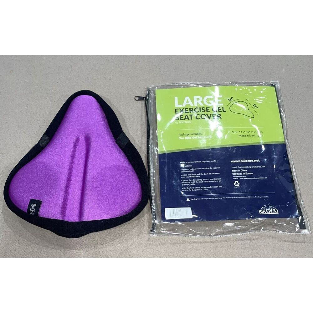 Bikeroo‎ LARGE Exercise Bike Seat Cushion COVER 10x11" Soft Gel PURPLE Brand NEW